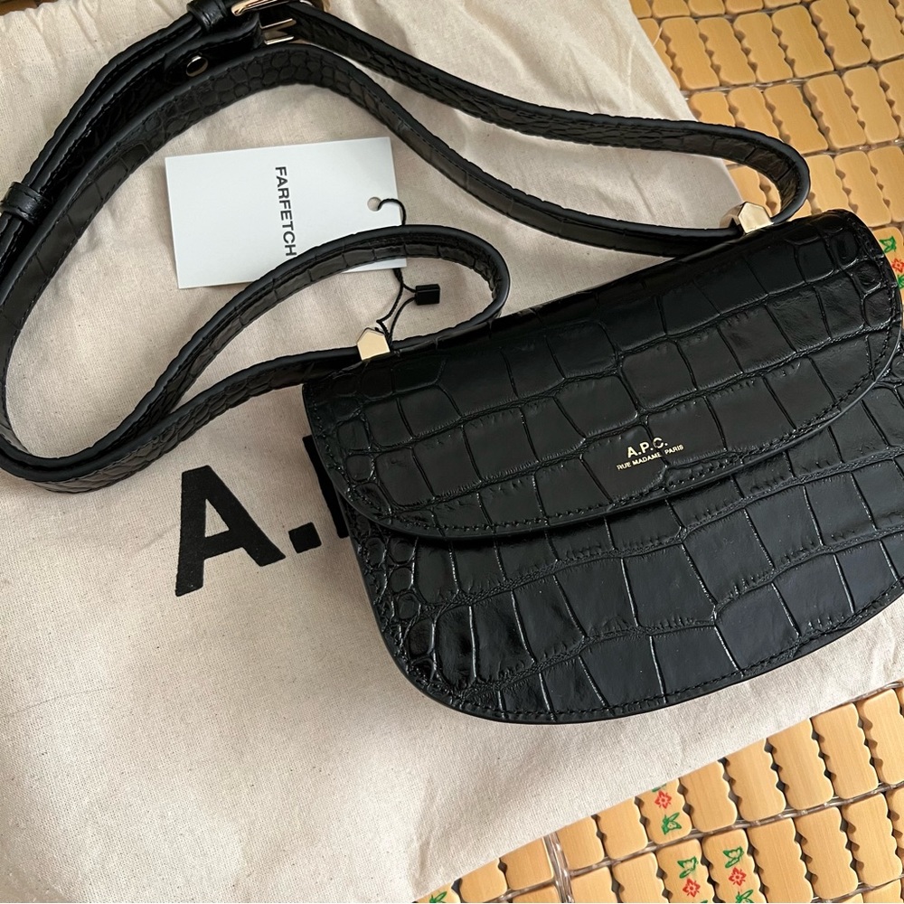 A.P.C. Mini Genève Crocodile-Effect Leather Crossbody Shoulder Bag